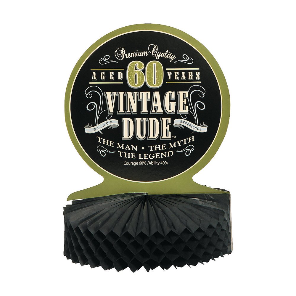 60Th Vintage Dude Centerpiece Party Supplies 1 Piece