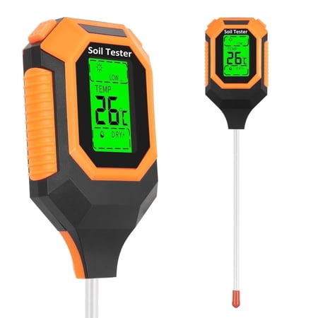 4-in-1 Digital Soil Tester Plant Temperature/Soil Moisture/PH Meter/Sunlight Intensity Backlight LCD Display for Gardening, Farming and Outdoor Plants