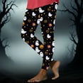 thumbnail image 6 of Kilaqueen Halloween Leggings for Women Fall Winter Pumpkin Ghost Bats Spider Web Skeleton Graphic Print Stretchy Leggings Tights Halloween Costume, 6 of 6