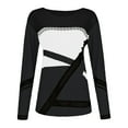 thumbnail image 4 of HLKJKLS Long Sleeve Shirts For Women Striped Printed V Neck 3/4 Sleeve Tee Casual Polyester Spandex Daily Work Vacation Top Gray S-Xxl, 4 of 5