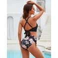 thumbnail image 3 of Traje de baño Blooming Jelly de cintura alta negro para mujer, 3 of 6