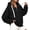 Black, variant on Women's Quarter Zip Oversized Hoodie Side Split Workout Thermal Pullover Loose Fit College Sweatshirt with Drawstring Hood