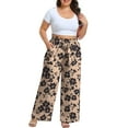 thumbnail image 4 of Cueply Women's Wide Leg Pants Plus Size Elastic Tie Knot Lounge Pants Loose Trousers with Pockets, 4 of 5