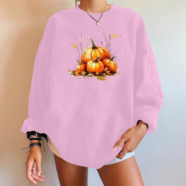Meichang T-Shirts de l'Action de Grâce pour Femmes Sweatshirts Graphiques Citrouille Merci Sweatshirts à Manches Longues Col Rond Surdimensionnés