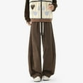 thumbnail image 6 of Kvture Men's Y2K Wide Leg Wide Leg Pants Corduroy Drawstring Casual Pants Streetwear Fashion Trousers with Pockets Coffee M, 6 of 8