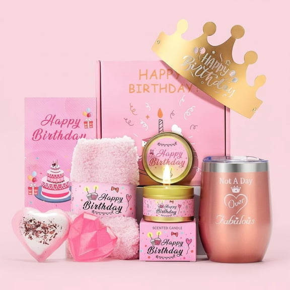 Birthday Gifts for Women Pink Gift Basket Friendship Gift Relaxing Set Best Friend Unique Gift Ideas for Women Gift Box for Sister Birthday Presents