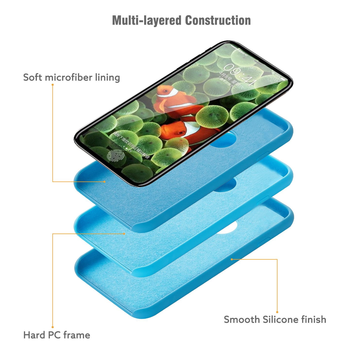 Apple iPhone X Case, Silicone Finish, PC Backcover, Shock Absorbing, Clambo Silicone Series Case for Apple iPhone X