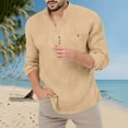 thumbnail image 3 of IYTR Mens Cotton Henley Shirts Long Sleeve Collar Button Casual Loose Lightweight T-Shirts with Pocket (Khaki,XXXL), 3 of 9