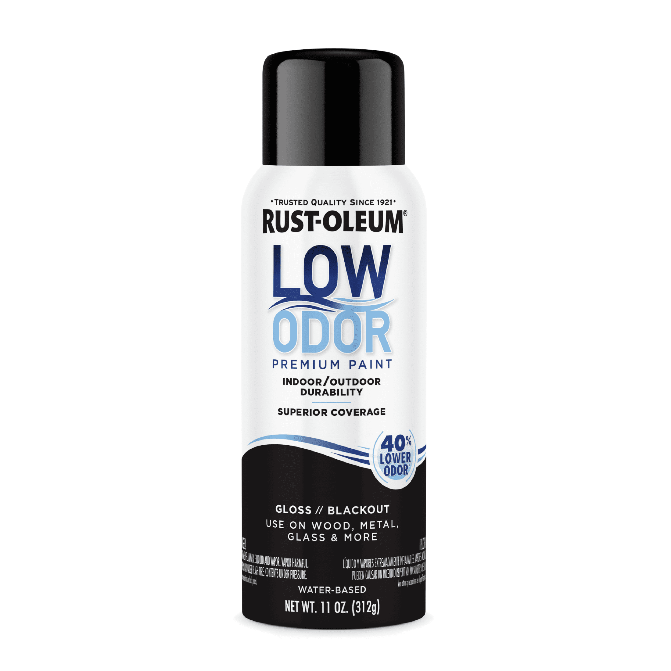(6 pack) Blackout, Rust-Oleum Low Odor Premium Gloss Spray Paint-388245, 11 oz