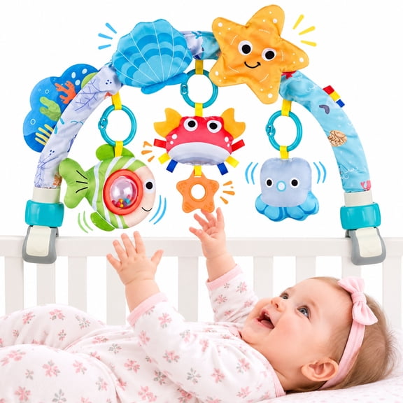 Wonderstone Baby Activity Arch with Sensory Toys, Crib & Car Seat Mobile for Newborns 0-24 Months, Ocean Theme