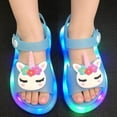 thumbnail image 5 of Girls Cute Unicorn Rainbow LED Light Up Jelly Sandals, Adjustable Ankle Strap Non Slip Kids Water Beach Shoes, Step Activated Glowing Summer Outdoor Walking Sandals 4-9Y, 5 of 8