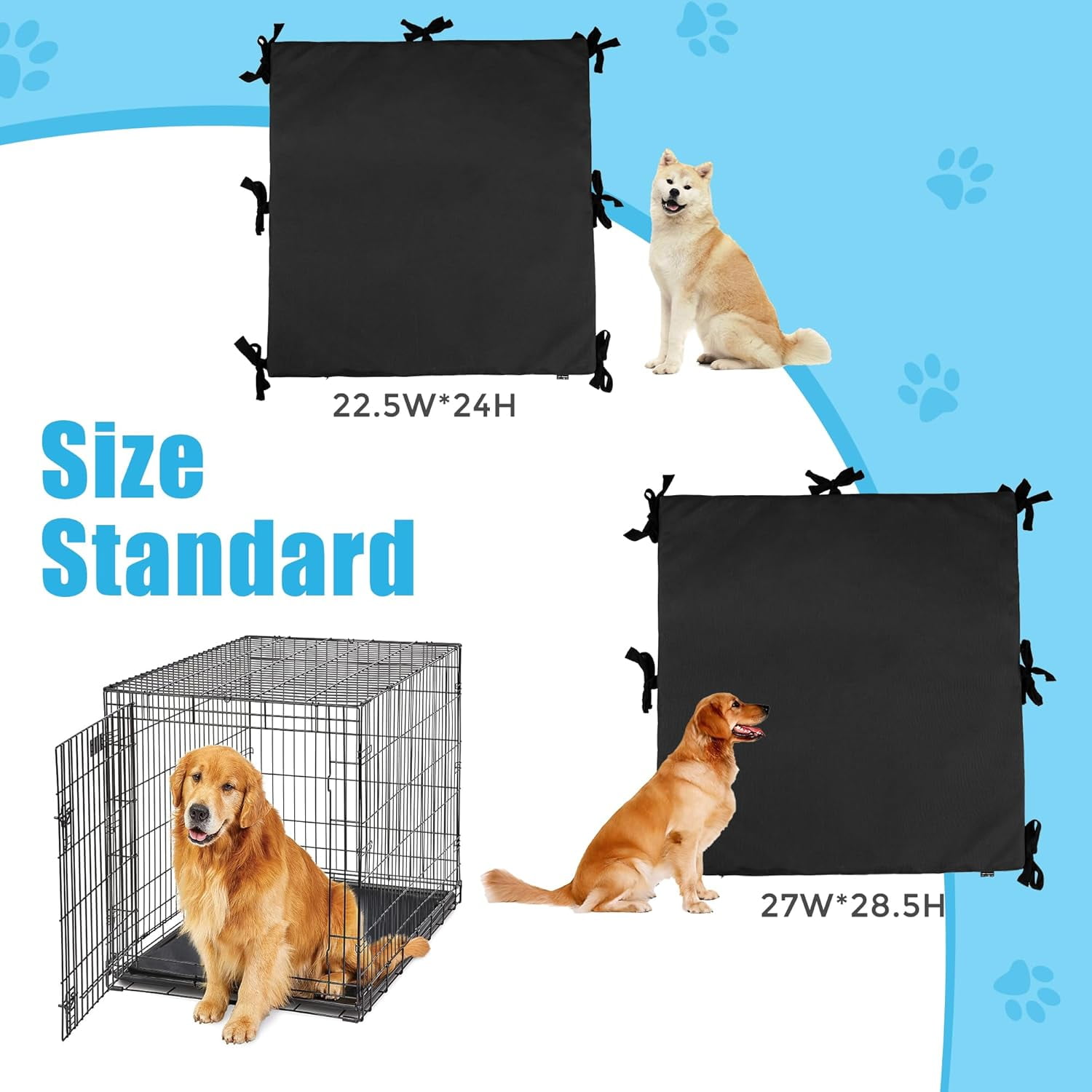 Adjustable Soft Dog Crate Divider Panel for 36" Crate, Black 27" H x 28.5"