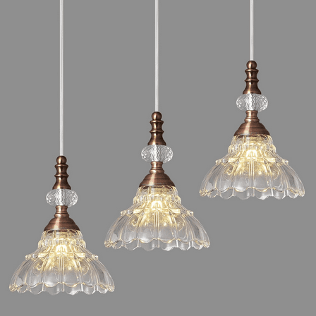 Modern Red Bronze Pendant Light Vintage Glass Hanging Lamp Adjustdemt Height Pendant Lighting for Kitchen Island Bedroom Hallway Dining Room( 3-Pack)