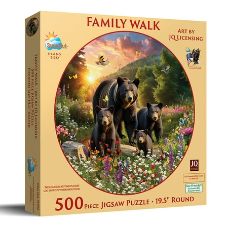 SUNSOUT INC - Family Walk - 500 pc Round Jigsaw Puzzle by Artist: JQ Licensing - Finished Size 20" x 27" - MPN# 71932