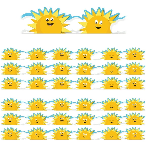 Eureka Growth Mindset Sun & Clouds Deco Trim Extra Wide Die-Cut, 37 Feet Per Pack, 6 Packs