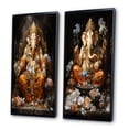 thumbnail image 3 of Designart "Ganeshas Blessing Hinduisim Art wall art II" Hinduism Framed Wall Art Set Of 2 - Orange Spiritual Frame Gallery Set For Office Decor, 3 of 7