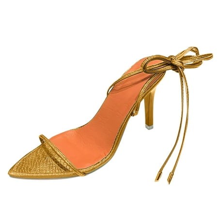 

〖Yilirongyumm〗 Gold 41 Sandals Women Fashion Spring And Summer Women Sandals Snake Print Pointed Toe High Heeled Strap Sandals