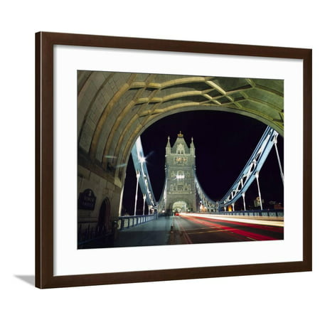 Night Time Traffic Crosses Tower Bridge in Central London Framed Print Wall Art By Andrew