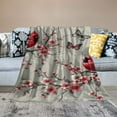 thumbnail image 2 of Jeuxus Flannel Blanket Throw Cardinals Birds Cherry Flowers Super Soft Delicate Smooth 40x50in, 2 of 6