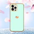 thumbnail image 4 of Compatible with iPhone 13 Case for Women Girls, Luxury Gold Electroplate Plating Edge Love Heart Side Back Case with Full Camera Len TPU Cover Girly Slim Sleek Cute Case Teal, 4 of 17