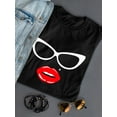 thumbnail image 3 of Cool Sunglasses And Red Lips Sexy Mole Women Black T-Shirt, Female Medium, 3 of 4