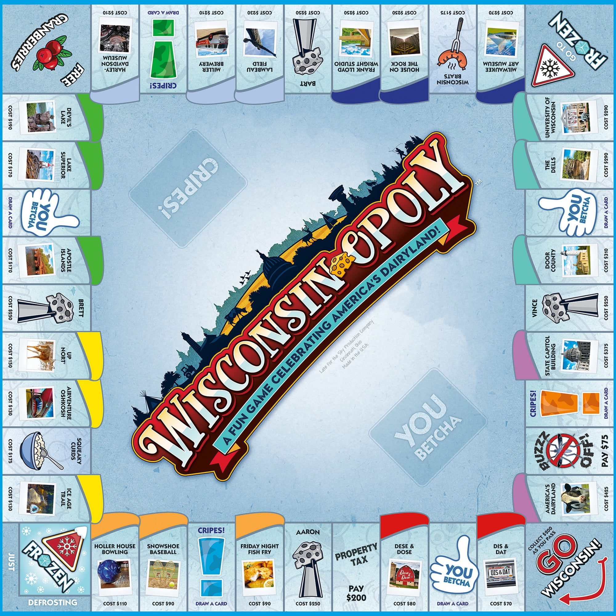 Late For The Sky - Wisconsin-opoly - Classic Board Game with a Wisconsin Twist - 2-6 Players