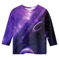 thumbnail image 3 of ZTKWD Shirts for Boys Girls Kids Tops 3/4 Sleeve Starry Sky Galaxy Print for Teen and Kids 6-16 Years, 3 of 4