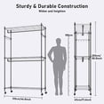 thumbnail image 7 of Heavy Duty Garment Rack on Wheels, Clothes Racks for hanging clothes with Double Hanging Bar, 2 Hanger Hooks - Hold Up to 400Lbs (Black, 2Rod 2Hook), 7 of 7