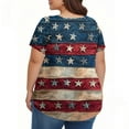 thumbnail image 5 of TQWQT Plus Size American Flag Tops for Women Dressy Summer Short Sleeve Shirts Stars and Stripes Pleated Tops Crew Neck Tshirts Large Casual Clothes for Women Wine 5XL, 5 of 6