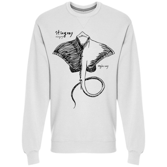 Hand Drawn Stingray Art Sweatshirt Men -Image by Shutterstock, Male Medium