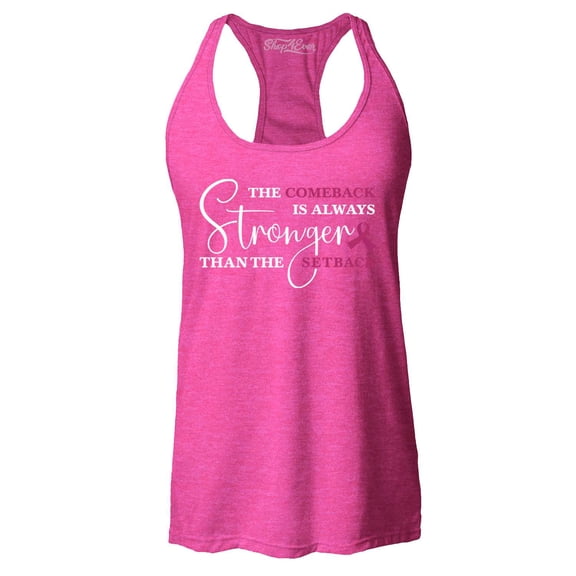 Shop4Ever Women's The Comeback is Always Stronger Than The Setback Racerback Tank Top Small Fuchsia