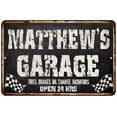 thumbnail image 1 of MATTHEW'S Garage Black Grunge Sign 8 x 12 High Gloss Metal 208120005417, 1 of 1