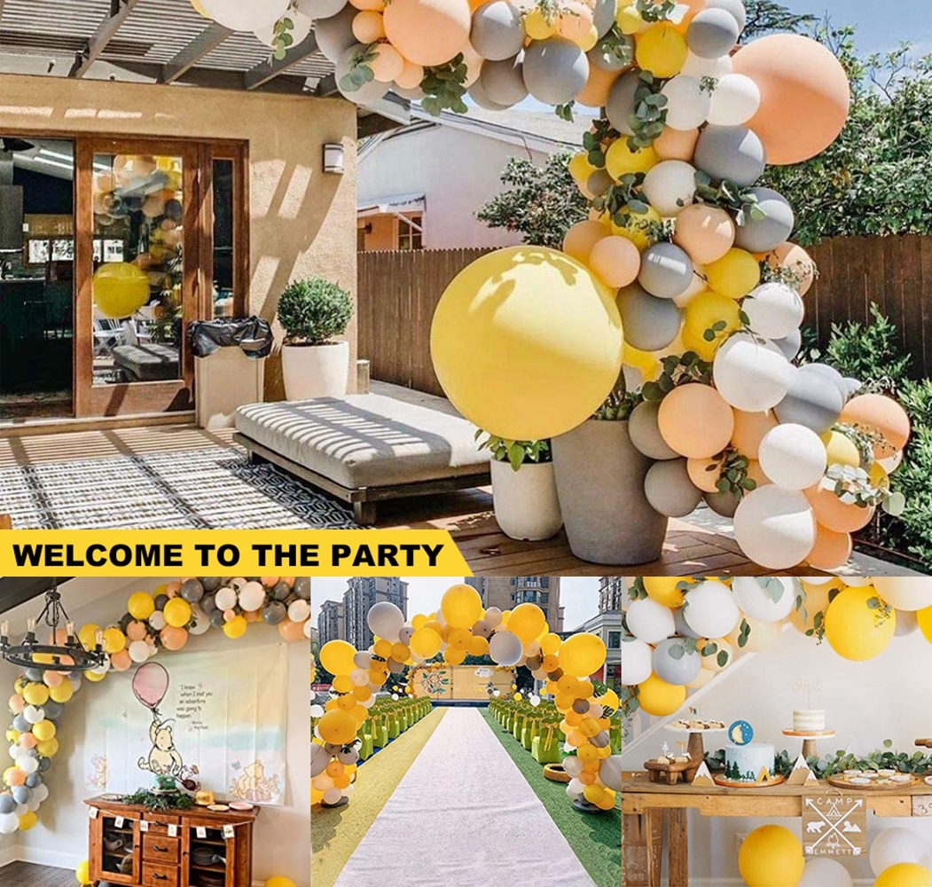 YANSION DIY Balloon Arch Kit Blush Gray Lemon Yellow Balloon Garland Kit, Blush, Lemon Yellow and Gray Balloons Party Decorations for Baby Shower, Bridal Shower, Birthday, Wedding, Grad, Fall Party