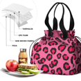 thumbnail image 4 of Black and Pink Leopard Print Drawstring Insulated Lunch Bag for Women, Stain-Resistant Large Lunch Tote with Multi-Pockets for Work Office, 4 of 6