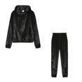 thumbnail image 4 of Women's 2 Piece Velvet Outfits Casual Long Sleeve Hoodie Sweatshirt and Hight Waist Pants Sets Tracksuits Sweatsuits, 4 of 4