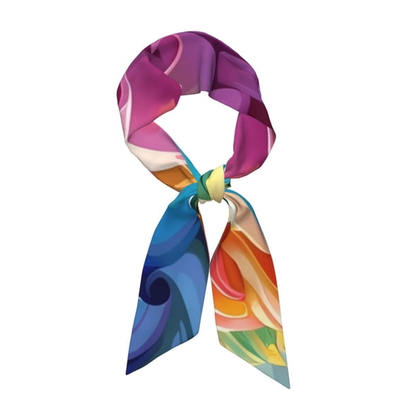 Xecao Rainbow Melting Ice Cream Pattern Large Satin Head Scarf - Satin Hair Scarves Silk Bandana Scarf Headscarf Silk Feeling Scarf for Women