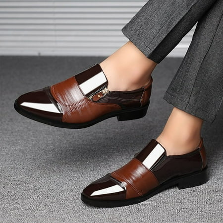 

WOXINDA Business Dress Shoes Pointed Head Men Shoes A Pedal Casual Lazy Side Zipper Shoe