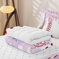 thumbnail image 5 of Homewish Light Purple Drippy Baseball Stitch Print Zipper Full Size Comforter Sets with Fitted Sheet and 2 Pillowcases,Sports Monogram Zipper Bedding Set For Kids Boys And Girls,Reversible,4 Pieces, 5 of 7