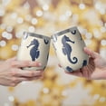 thumbnail image 2 of 12oz Stemless Wine Tumblers Ocean Seahorse Vacuum Insulated Stainless Steel Travel Tumbler Cups Mug with Lid and Straw for Champaign,Cocktail,Beer with Cleaning Brush, 2 of 5