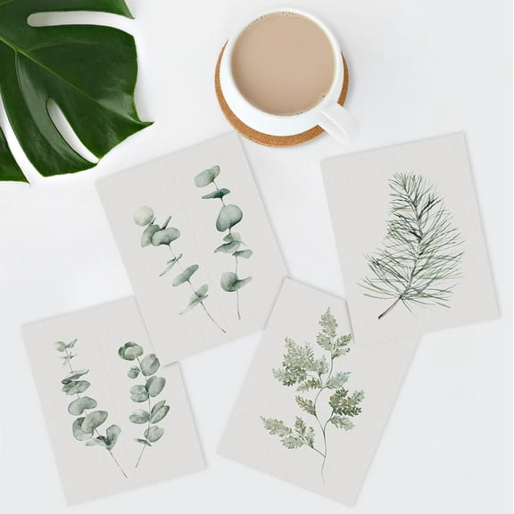 PixonSign Frameless Wall Art, Sage Green Wildflower Forest Plant Posters, Set of 4 Floral Botanical Print Wall Decor Prints, Nature Wilderness Wall Décor for Living Room, Bedroom - 12"x16"