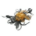 thumbnail image 2 of CXHEGBEJ Fascinators Hat for Women Bride Tea Party Pull On Headband Kentucky Derby Wedding Flower Cocktail Mesh Feathers Hair Clip Headdress Gold, 2 of 4