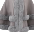 thumbnail image 4 of UTSJKR Women Hooded Faux Fur Trim Poncho Cape Loose Batwing Sleeve Warm Shawl Wrap Coat for Cold Winter Occasions Gray, 4 of 4
