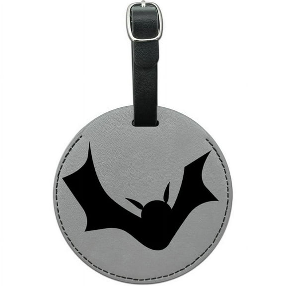 Bat Halloween Round Leather Luggage ID Tag Suitcase Carry-On