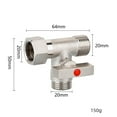 thumbnail image 3 of WINDLAND Universal Brass Angle Stop Valves Efficient Brass T Adapter Valves Water Splitter Connect for Handheld Bidet Glass Rinser, 3 of 11