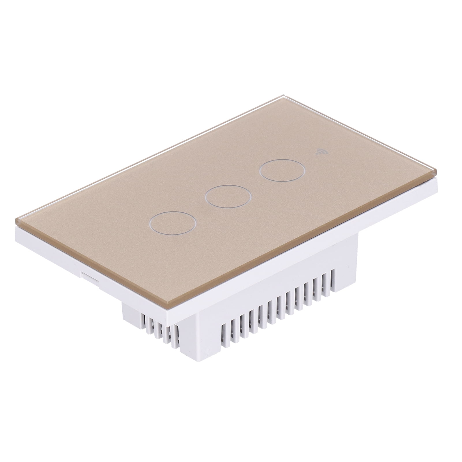 BIMZUC Intelligent Light Touch Switch Remote Control 3 Gang American Type Zigbee Home Automation Wall Switch Panel 100-240V Gold (15 cm / 5.91 inches)