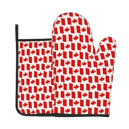 

Bingfone Canada Print Oven Mitts Pot Holders Set 2 PCS for Kitchen for Cooking Grilling Baking BBQ Pot Holders Cook Essentials