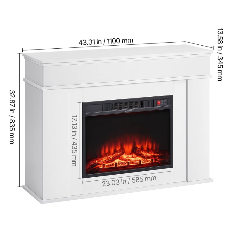 KFFKFF 43-Inch Freestanding Electric Fireplace with Mantel, 1500W