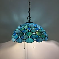 Tiffany Pendant Lights Fixture Blue Stained Glass Crystal Beans LED Bulb Included for Dining Room Hotel Restaurant Cafe 16"W*16"D*75"H