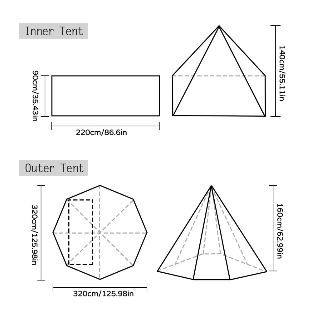 Camping Teepee Tent Outdoor Pyramid Tent Single People  Hot Tent for Camping Hiking