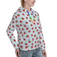 thumbnail image 6 of Lsque Hand Drawn Strawberry Pattern Casual Women's Hoodie,Hooded Sweatshirt with Kangaroo Pocket,Pullover Hoodie with Eye-catching Drawstrings-Medium, 6 of 7